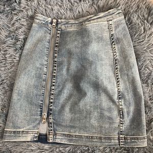 Free People Denim Skirt with Side Zipper